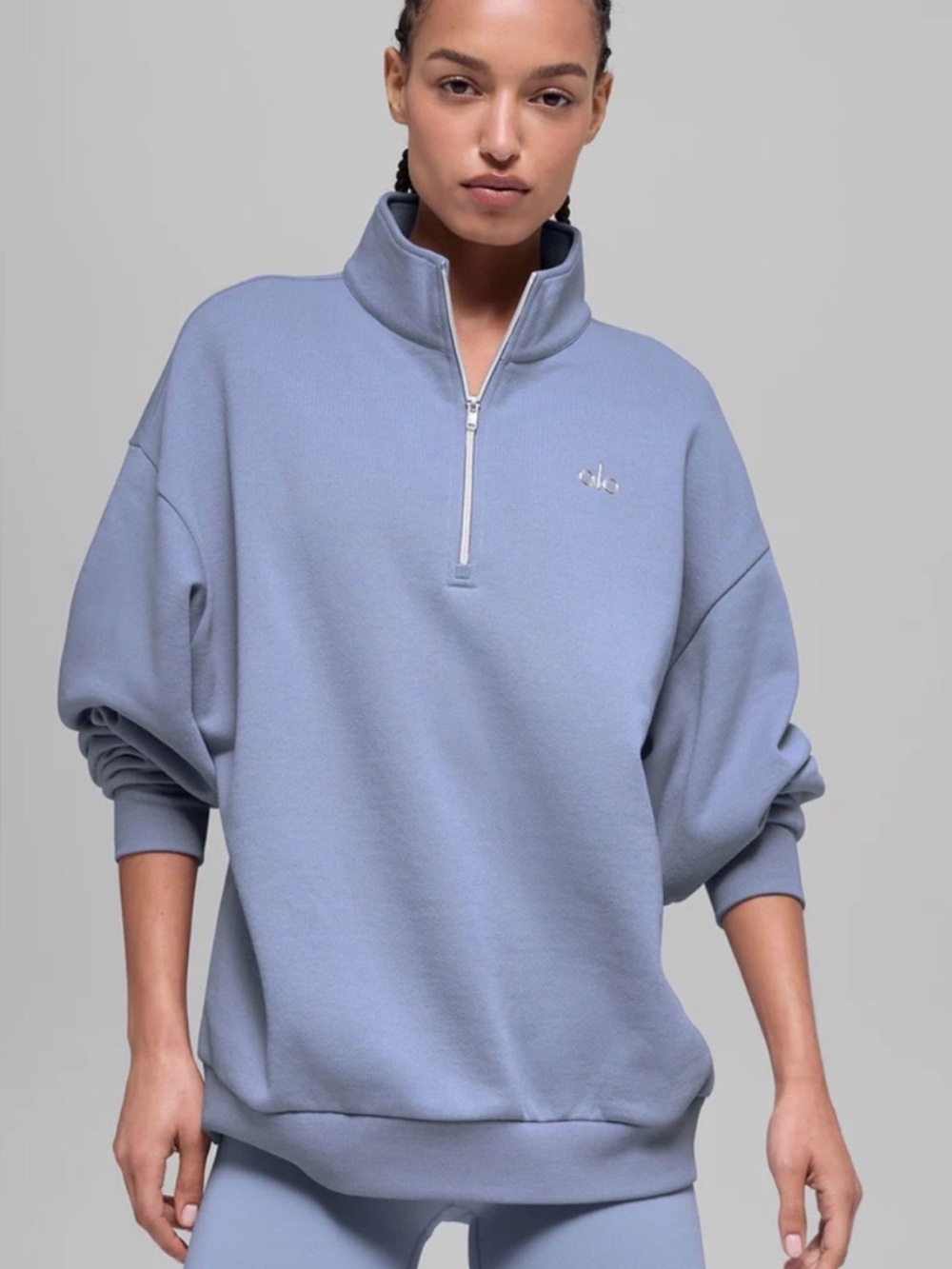 Alo Accolade Winter Frost 1/4 Zip Sweatshirt